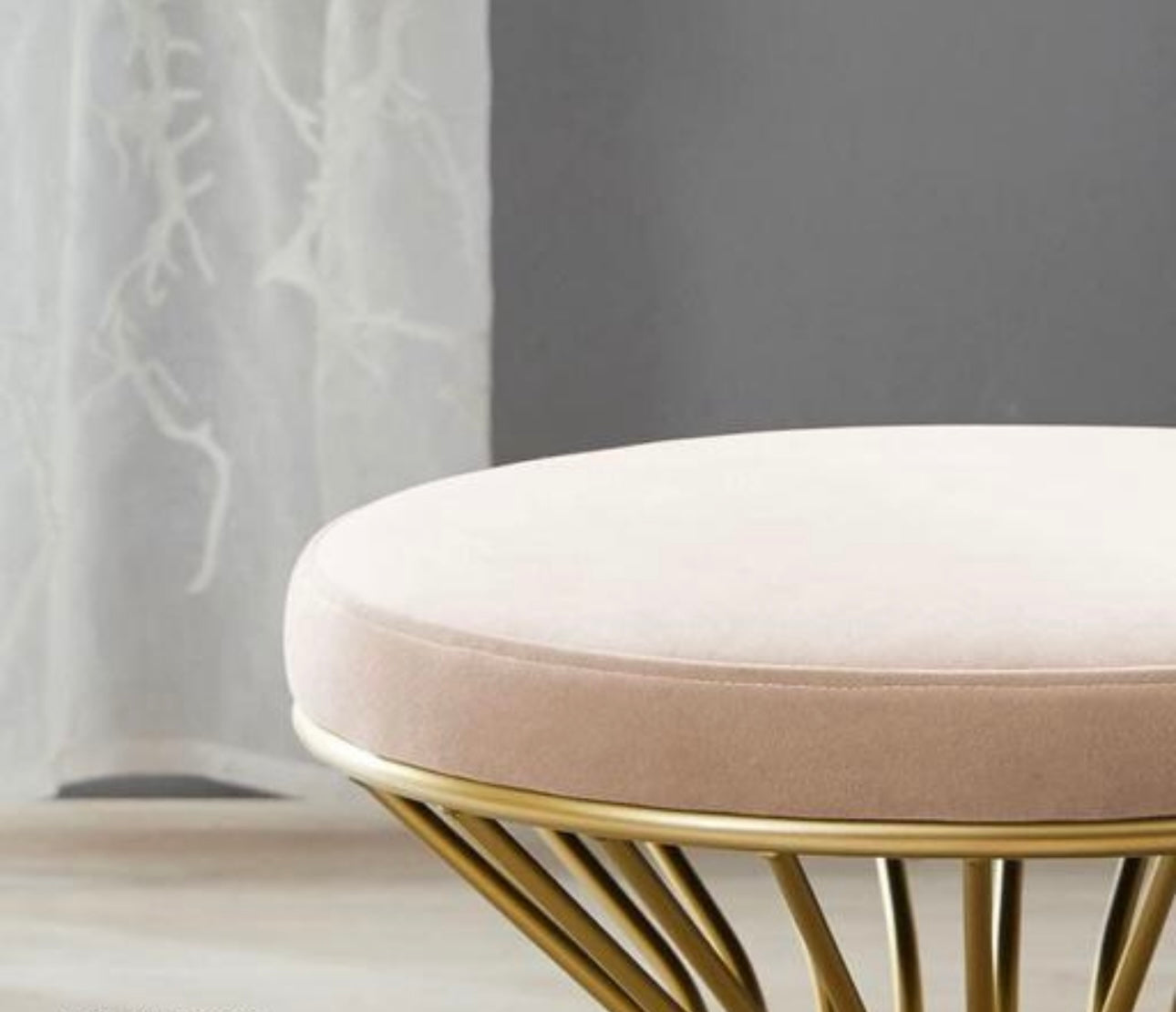 Modern Round Ottoman with Metal Base