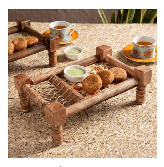 Wooden Khatiya/Cot Platter cum Serving Tray