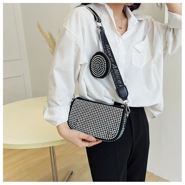 Voguish Rhinestone Detail Crossbody Bag