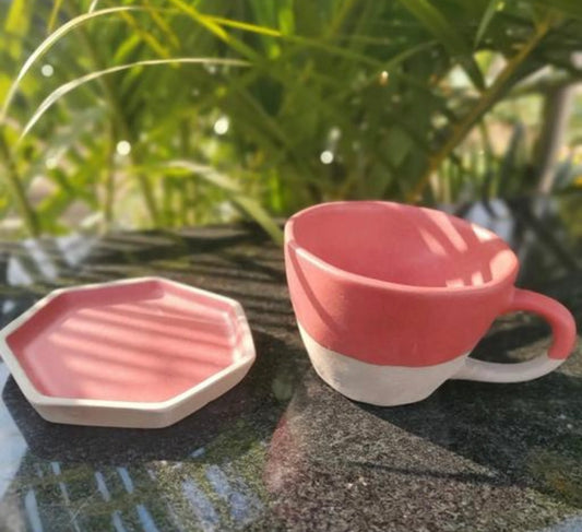 Color Blocked Mug & Saucer Set