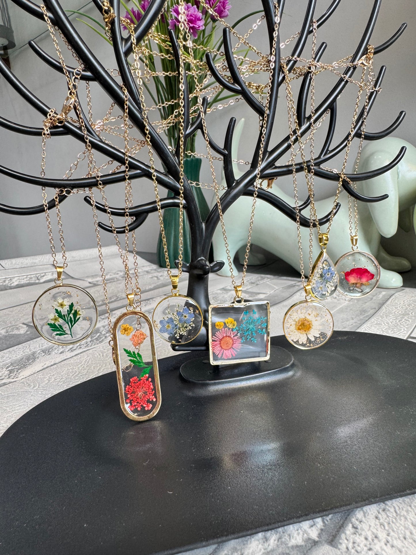 Pendants with Real Pressed Flowers