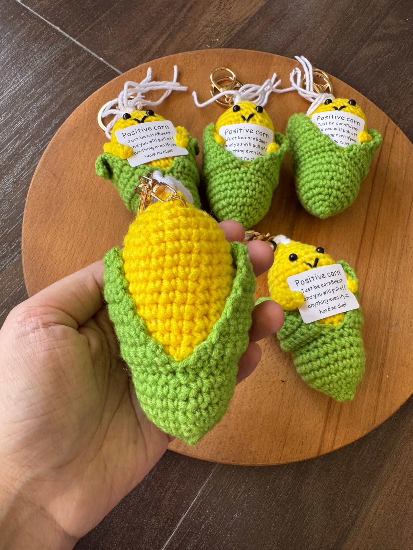 Adorable Smiling Crochet Keychains with Message