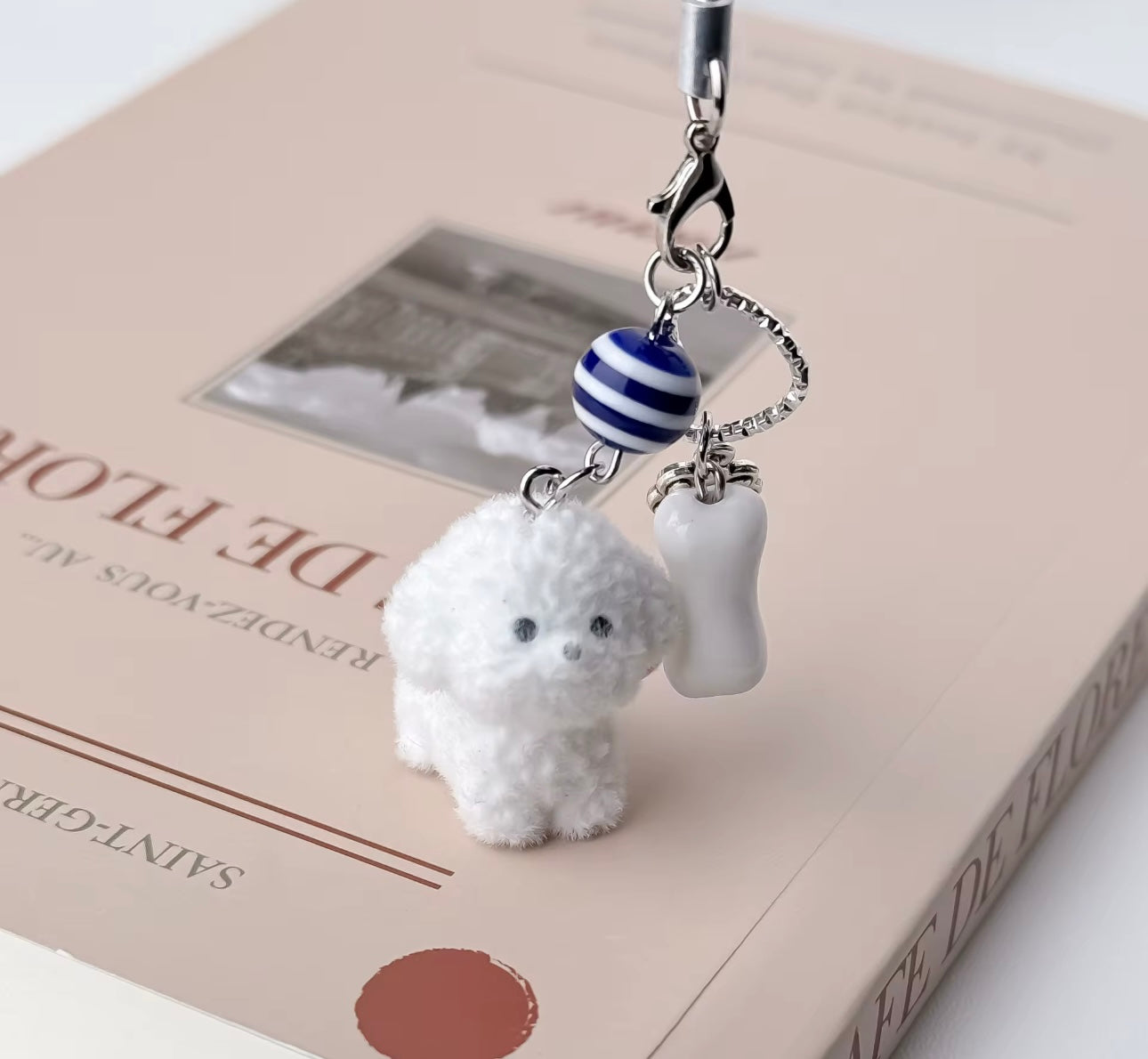 Adorable Soft Cute Plushy Dog Keychain / Stuffed Animal Keychain