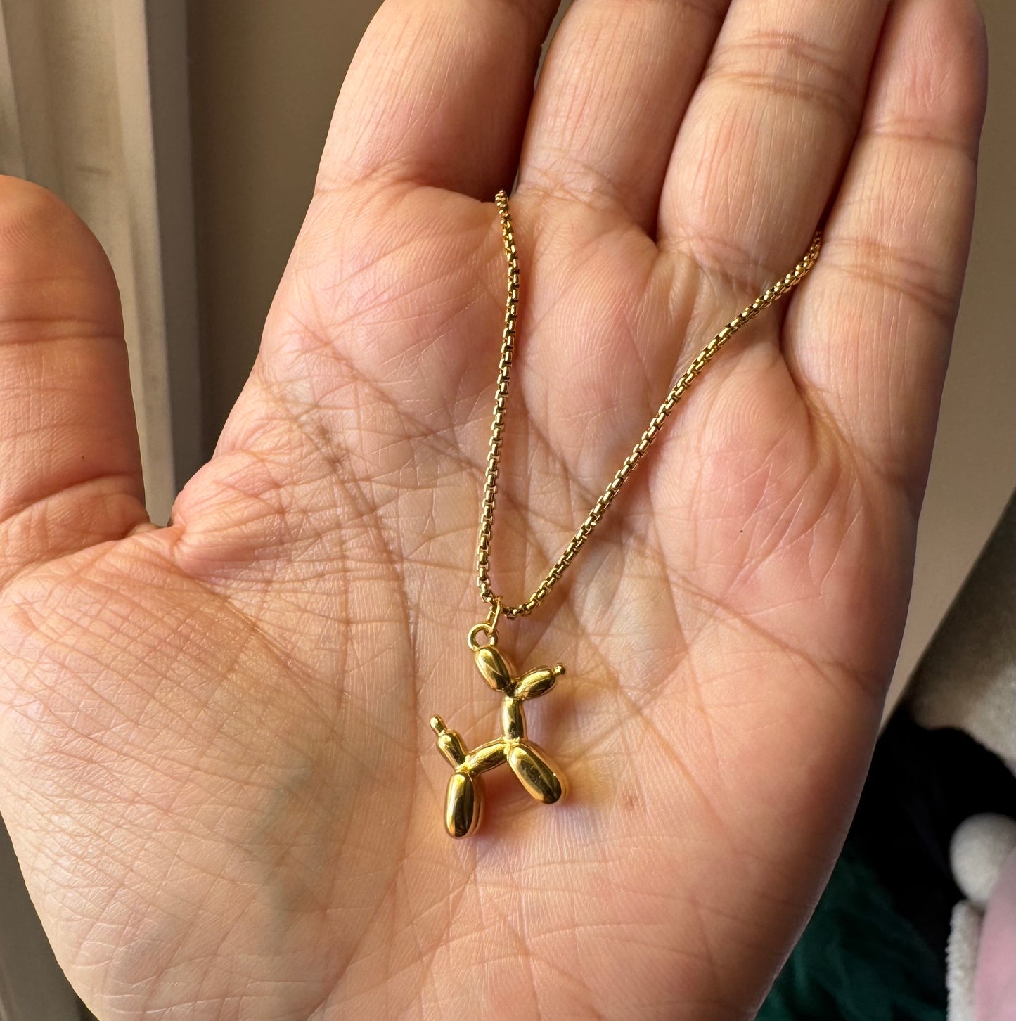 Minimalist Anti Tarnish Gold Plated Balloon Dog Pendant