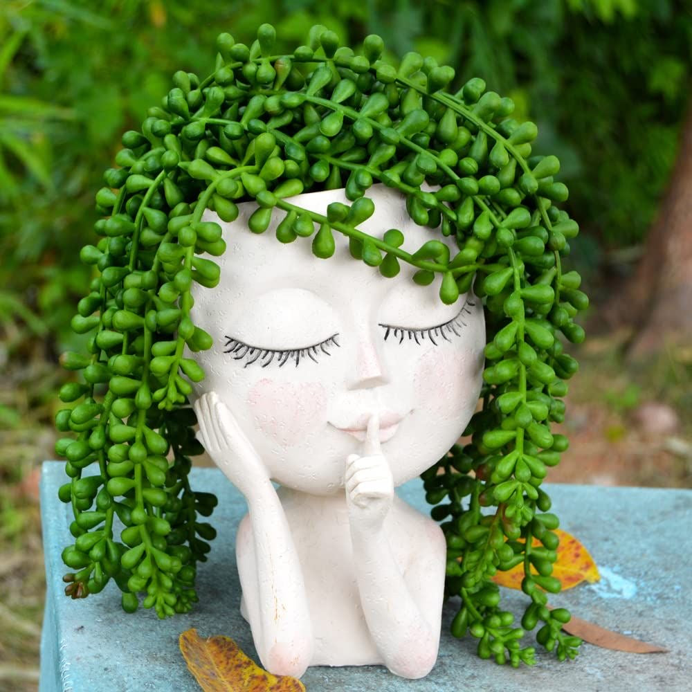 Cute Girl Head Pot Planter