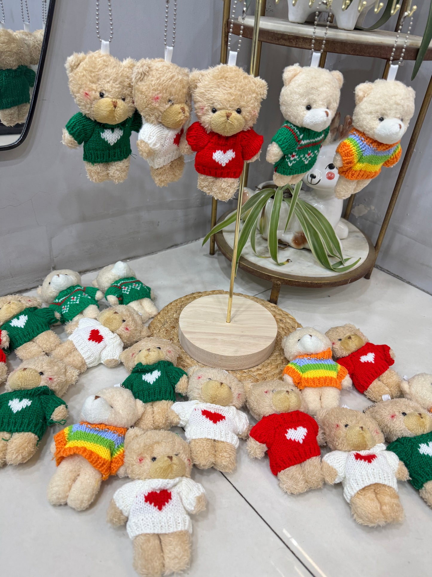 Premium Exclusive Cute Teddybear Keychain with Sweater Outfit / Teddybear Bag Charm