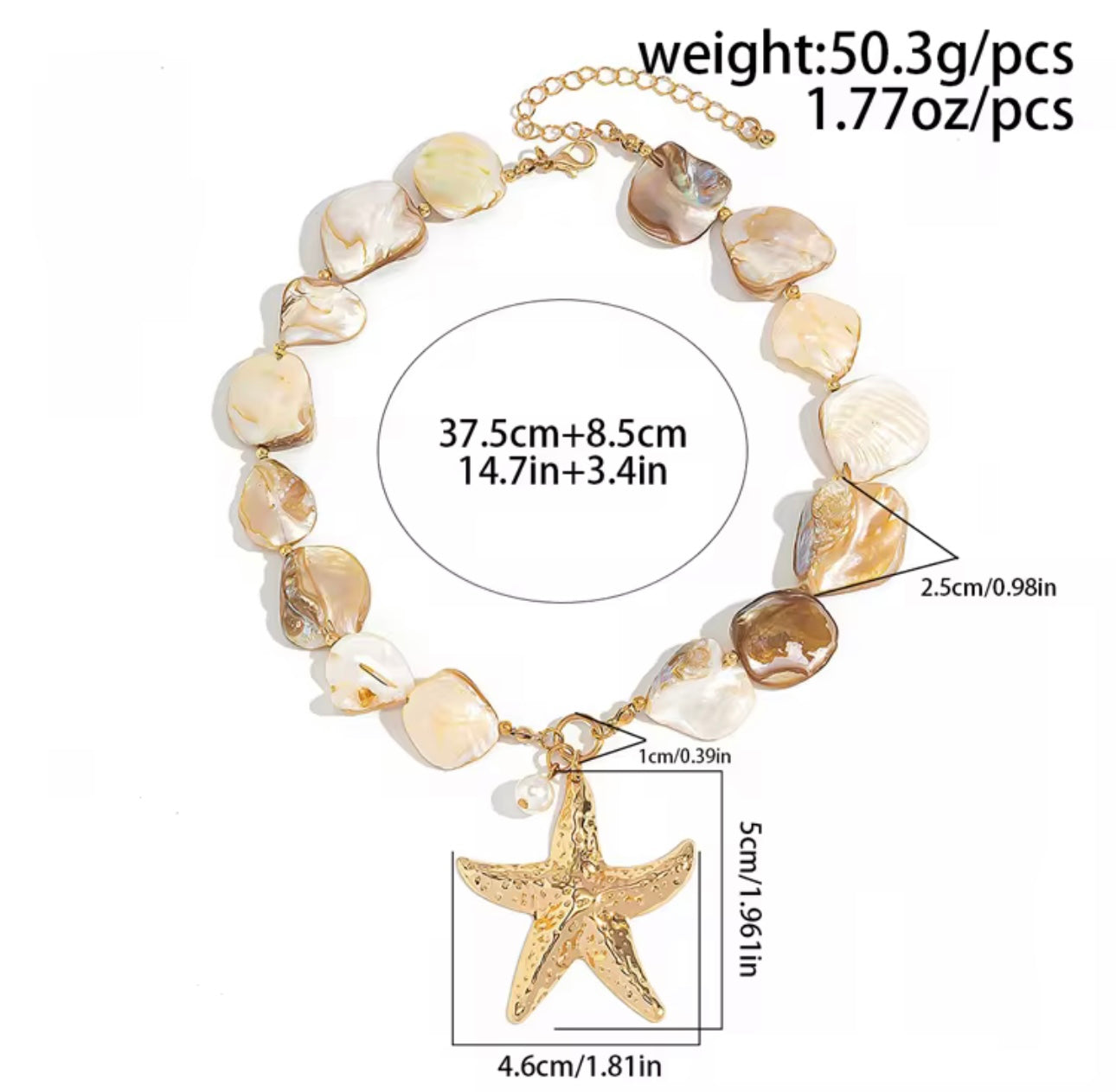 Bohemian Ocean Elements Starfish & Shells Design Necklace and Bracelet Combo