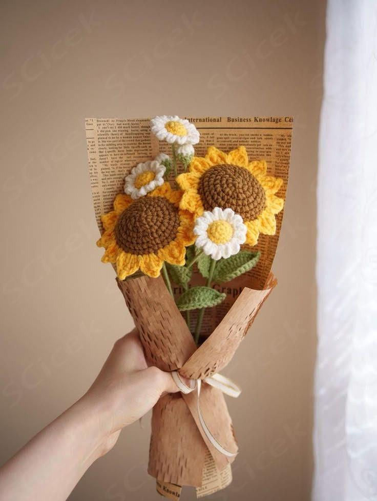 Luxe Handmade Crochet Sunflowers Bouquet