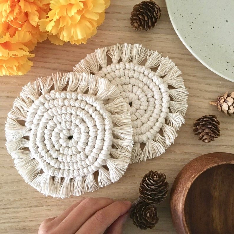 Boho Macrame Coasters- Set of 4