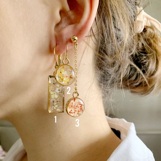 Earrings with Real Pressed Flowers