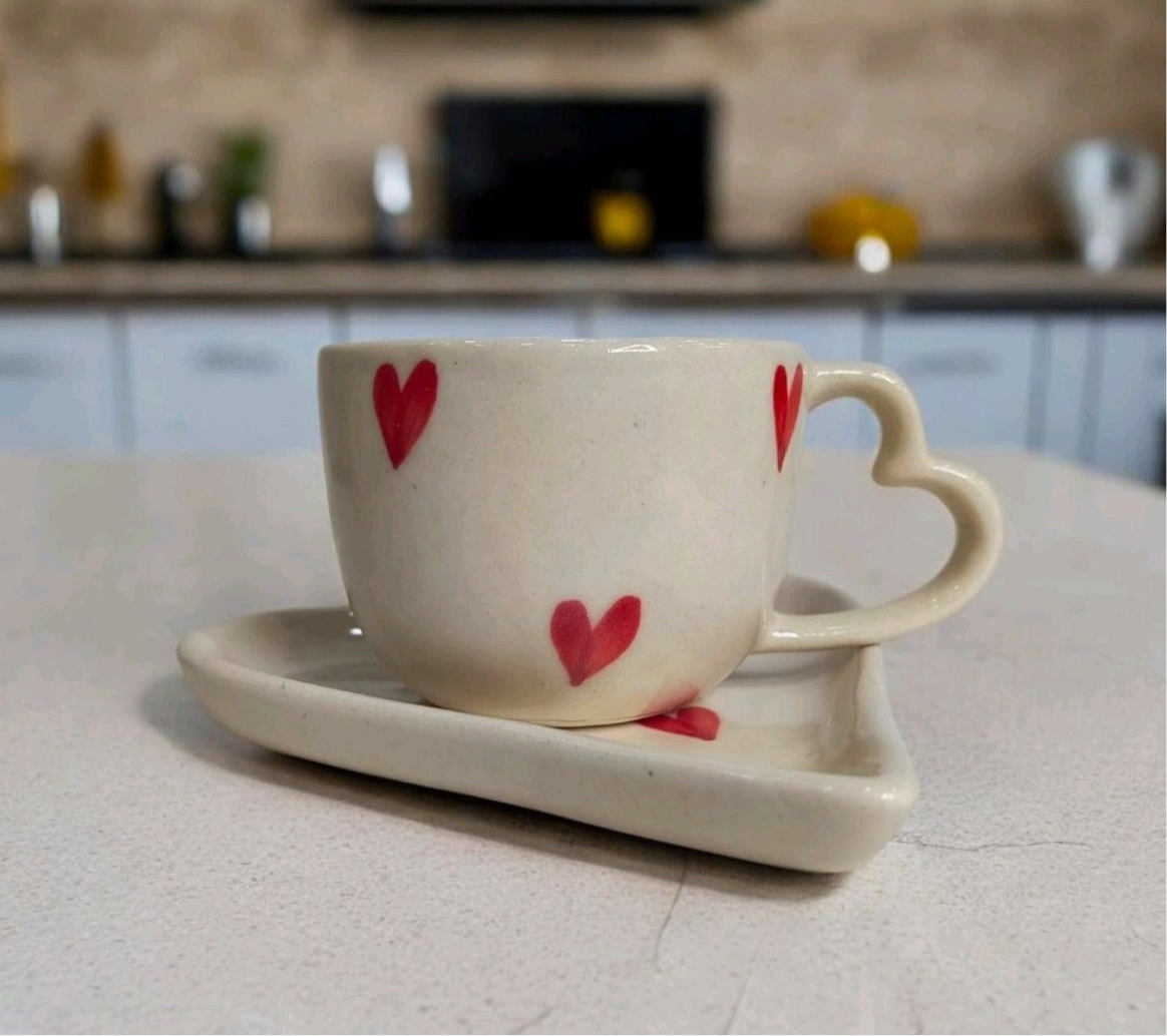 Heart Design & Shape Cup & Saucer Set