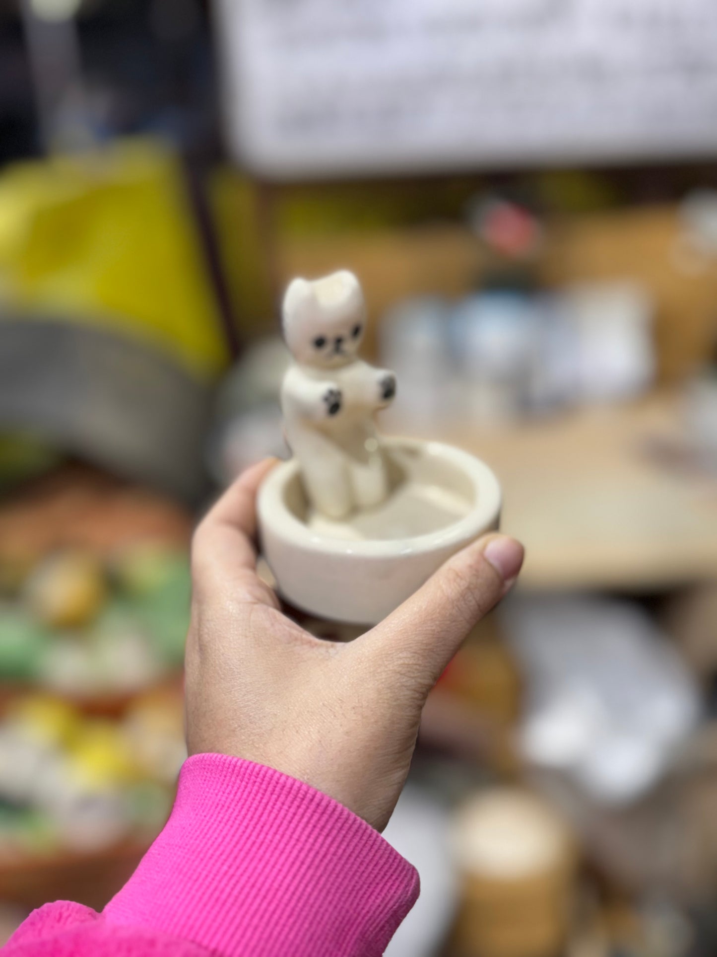 Cute Kitten Cat Candle Holder Warming Paws