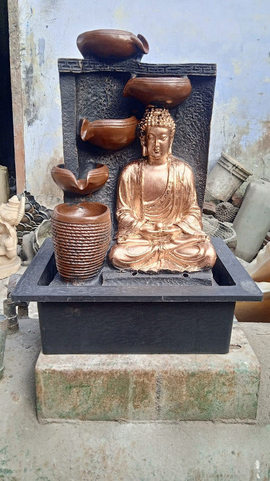 Elegant Decorative Buddha Fountain with Cascading Bowls