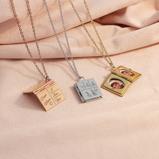 Necklace Color Printing Pendant Couple Book Photo Box Pendant