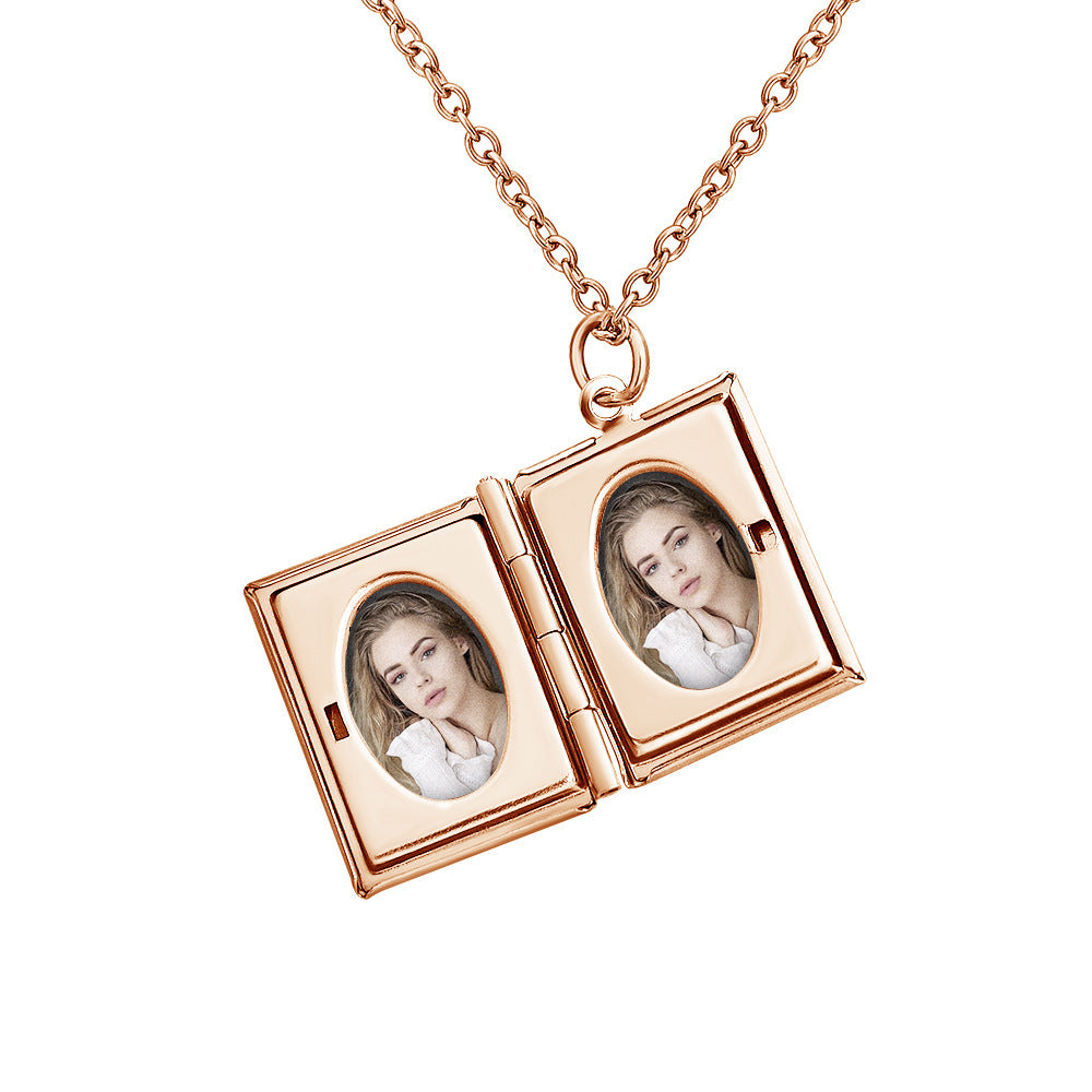 Necklace Color Printing Pendant Couple Book Photo Box Pendant