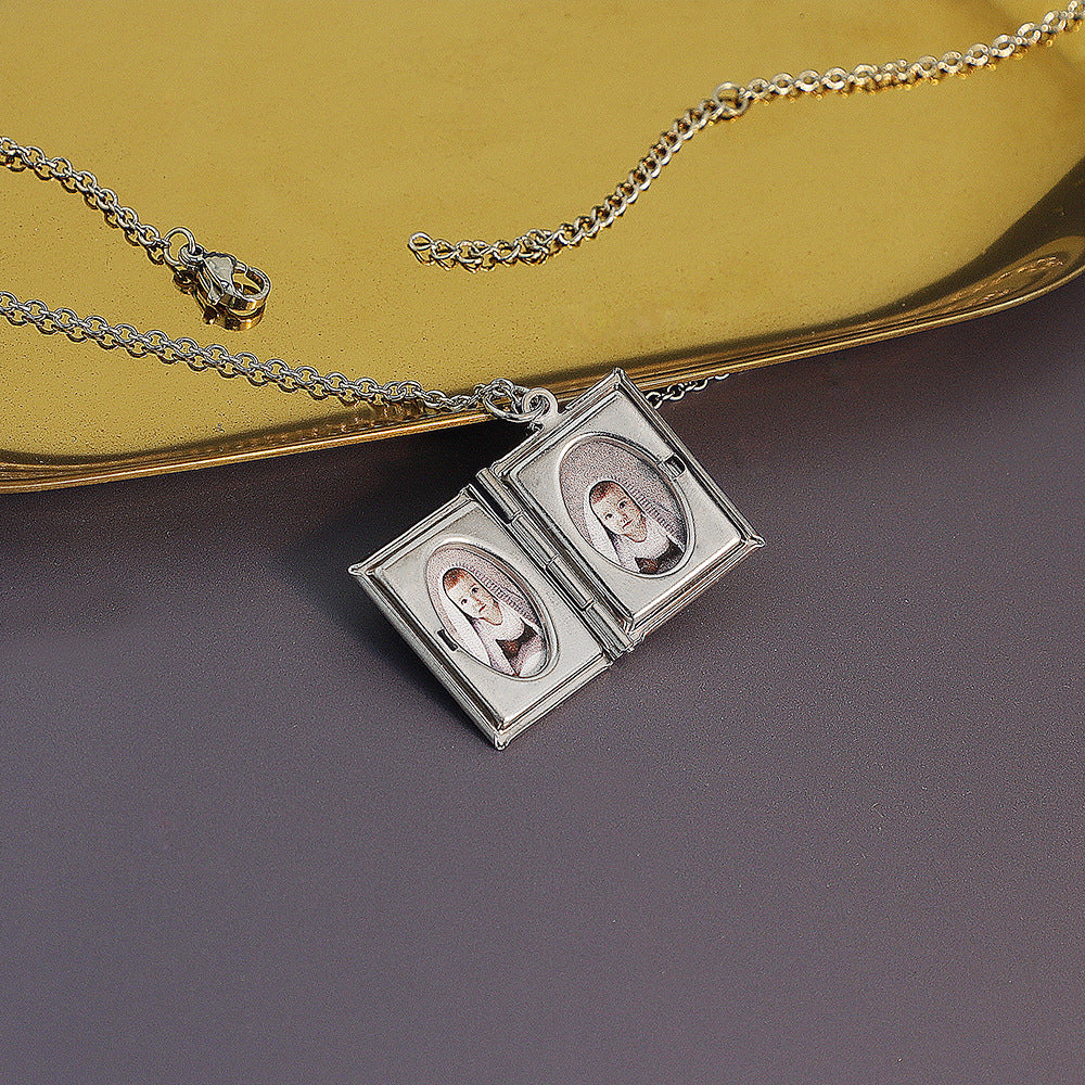 Necklace Color Printing Pendant Couple Book Photo Box Pendant