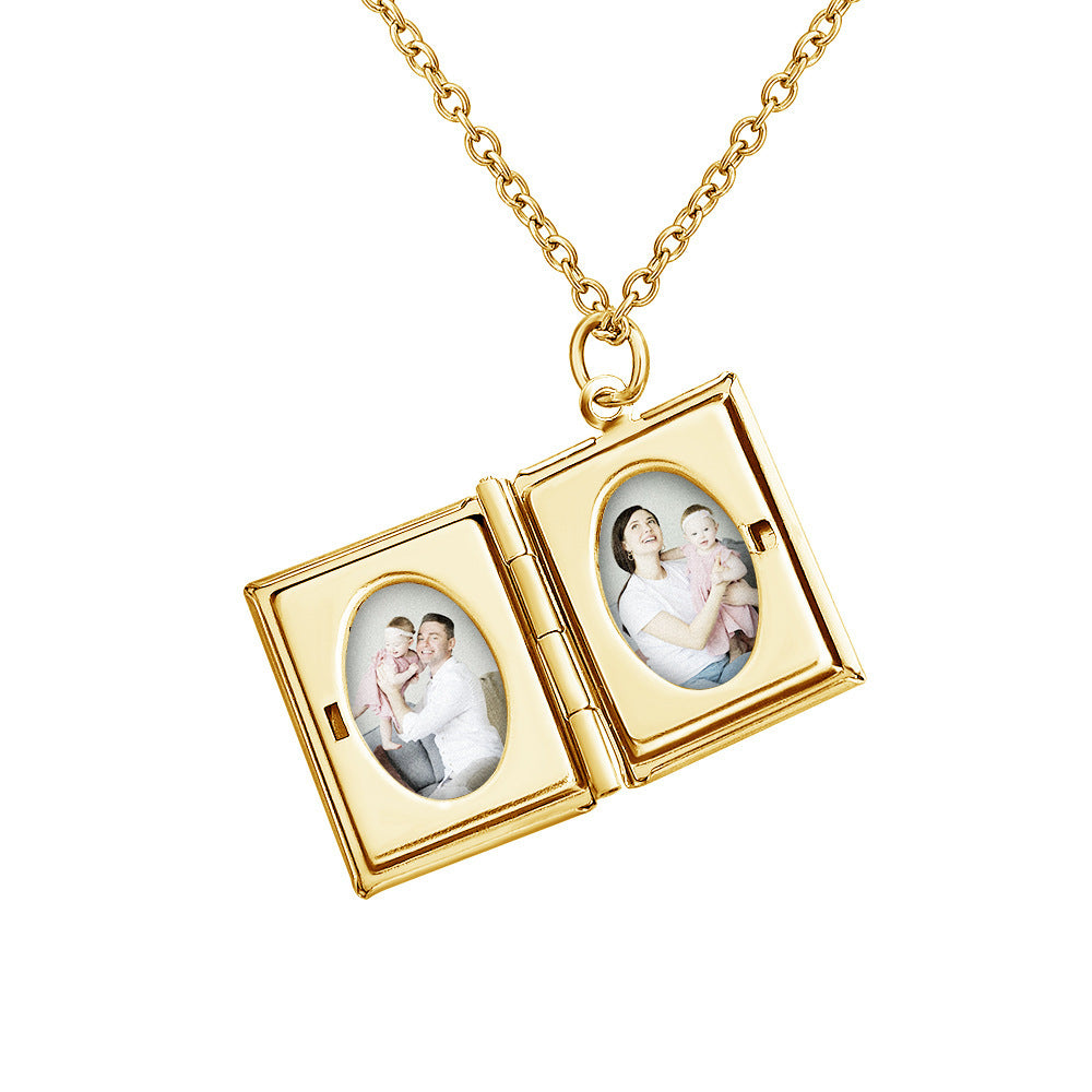 Necklace Color Printing Pendant Couple Book Photo Box Pendant