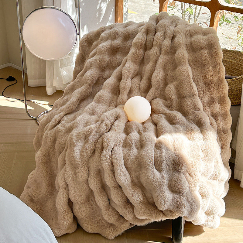 Thick Warm Plush Rabbit Faux Fur Velvet Nap Blanket